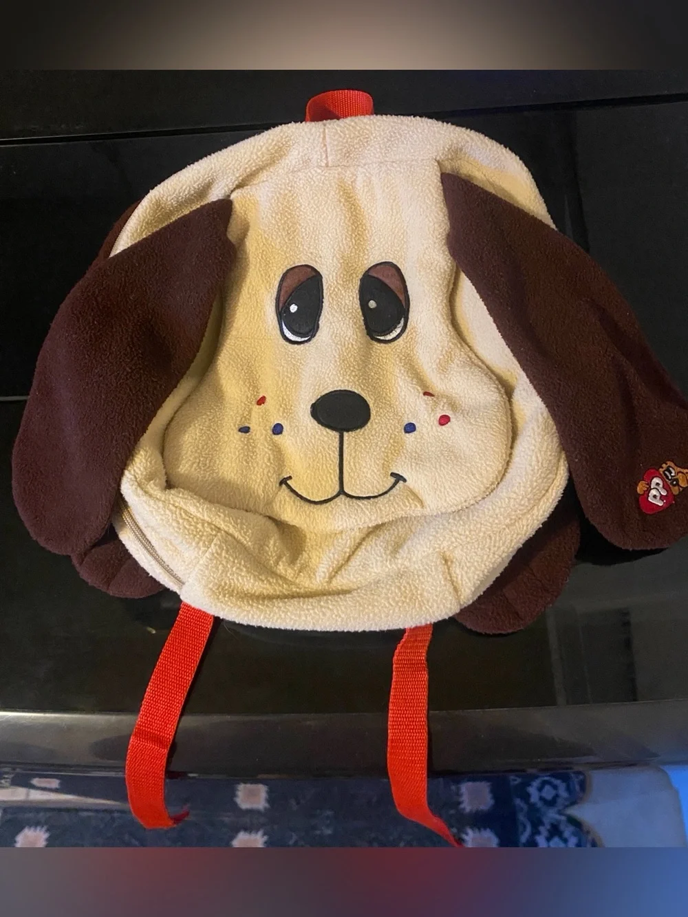 Rare vintage Mango  Pound Puppies Backpack - Cream & Brown with Red Straps